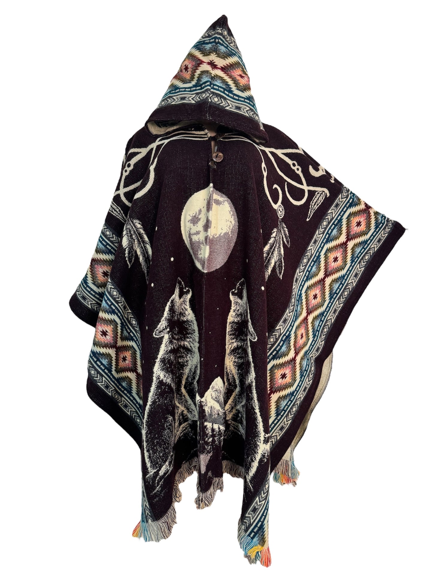 Wolf and moon Poncho