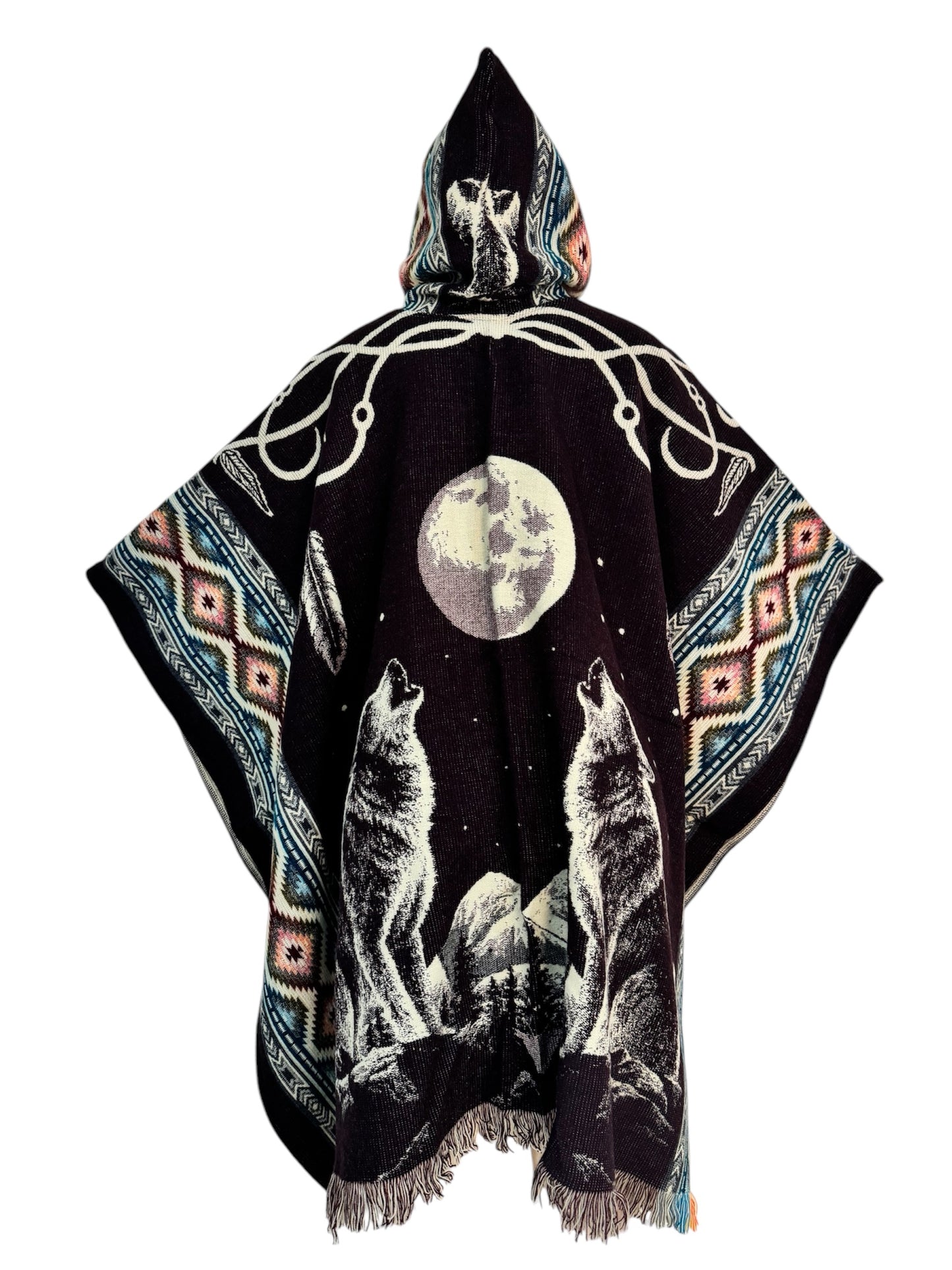 Wolf and moon Poncho