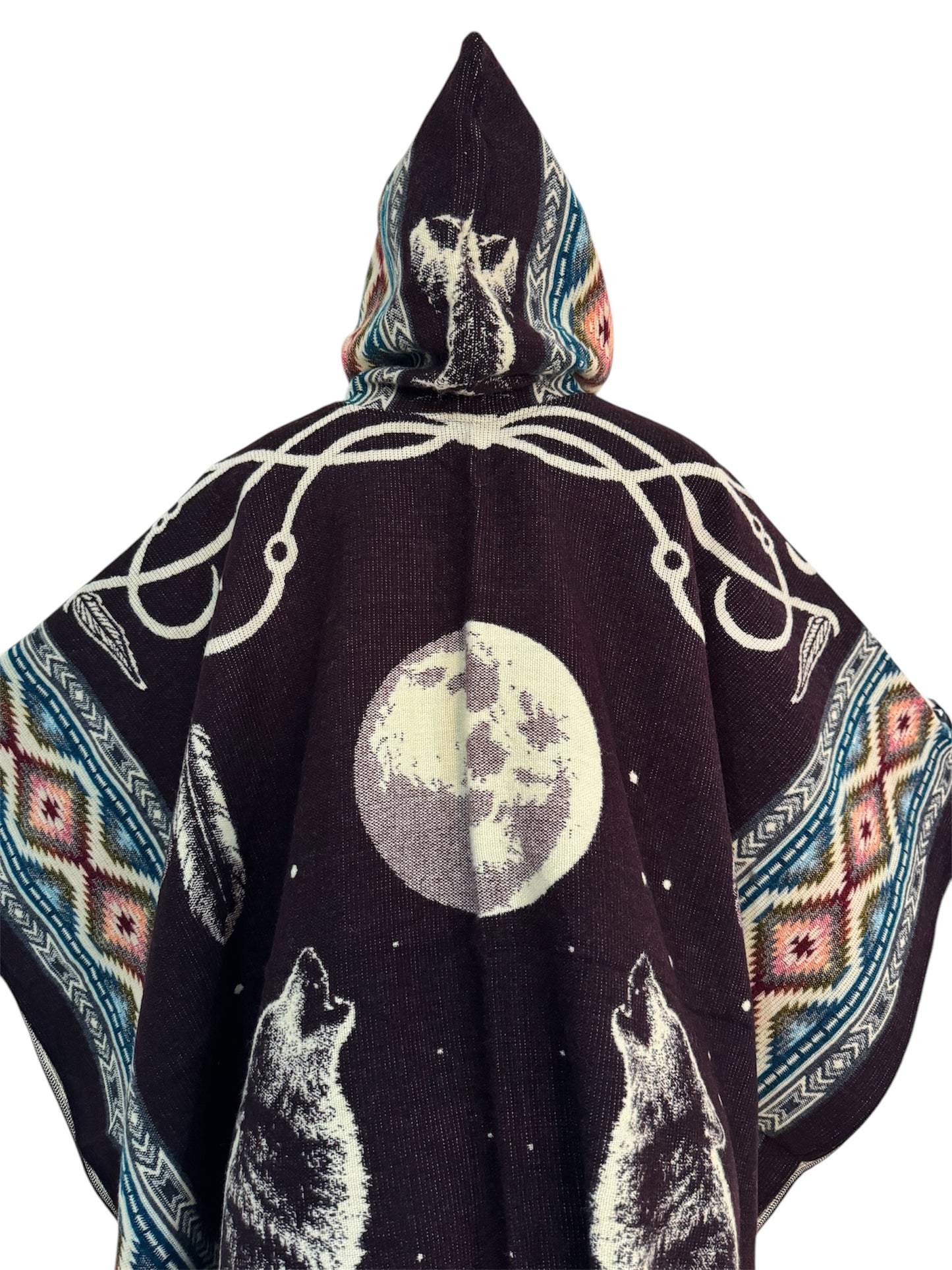 Wolf and moon Poncho